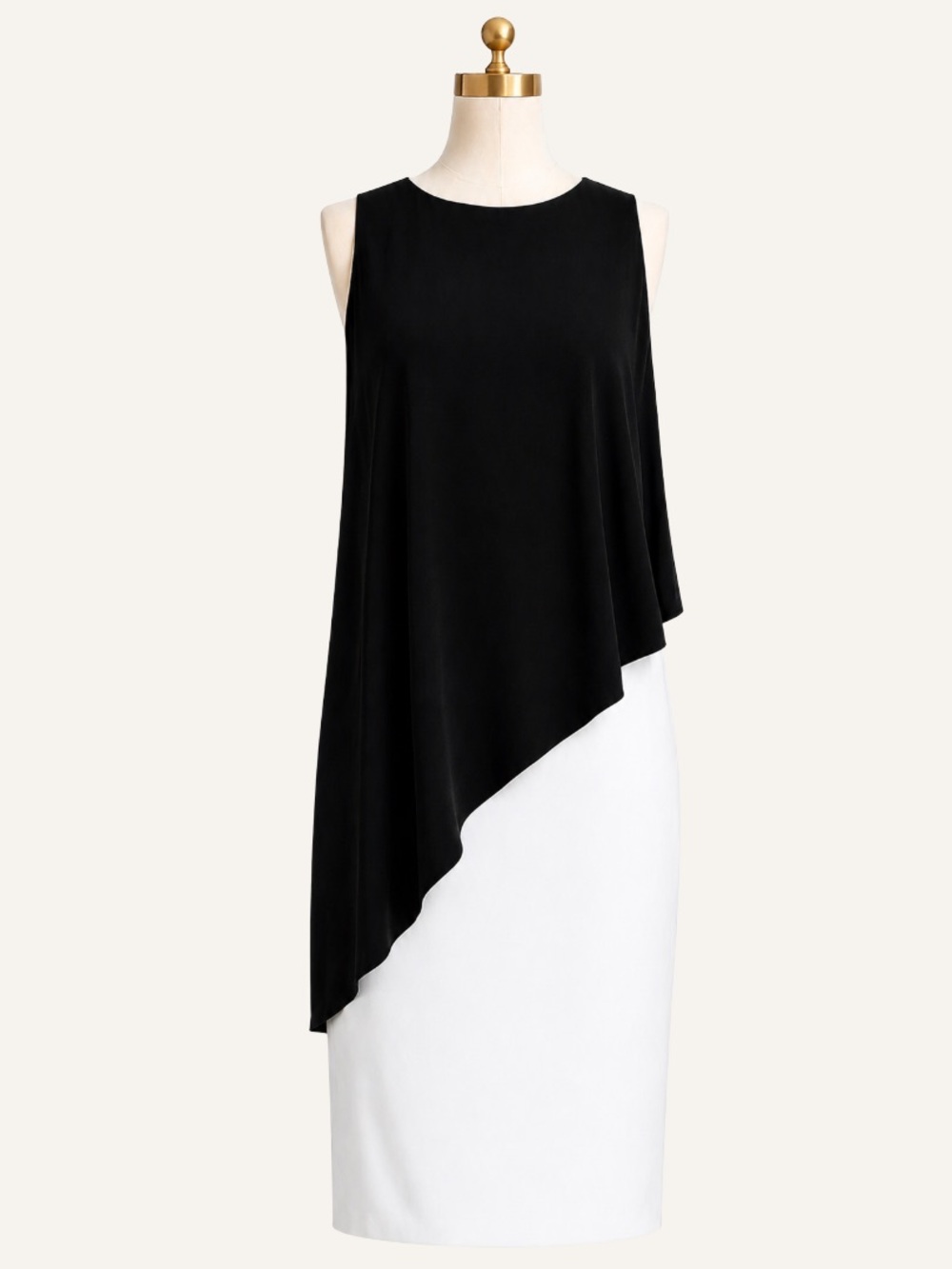 Ralph Lauren Black White Asymmetrical Sheath Dress 4 NWT MSRP $145